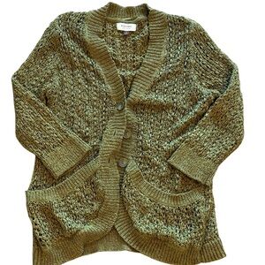 Sonoma Olive Green cardigan Women's Sweater button in front XL
